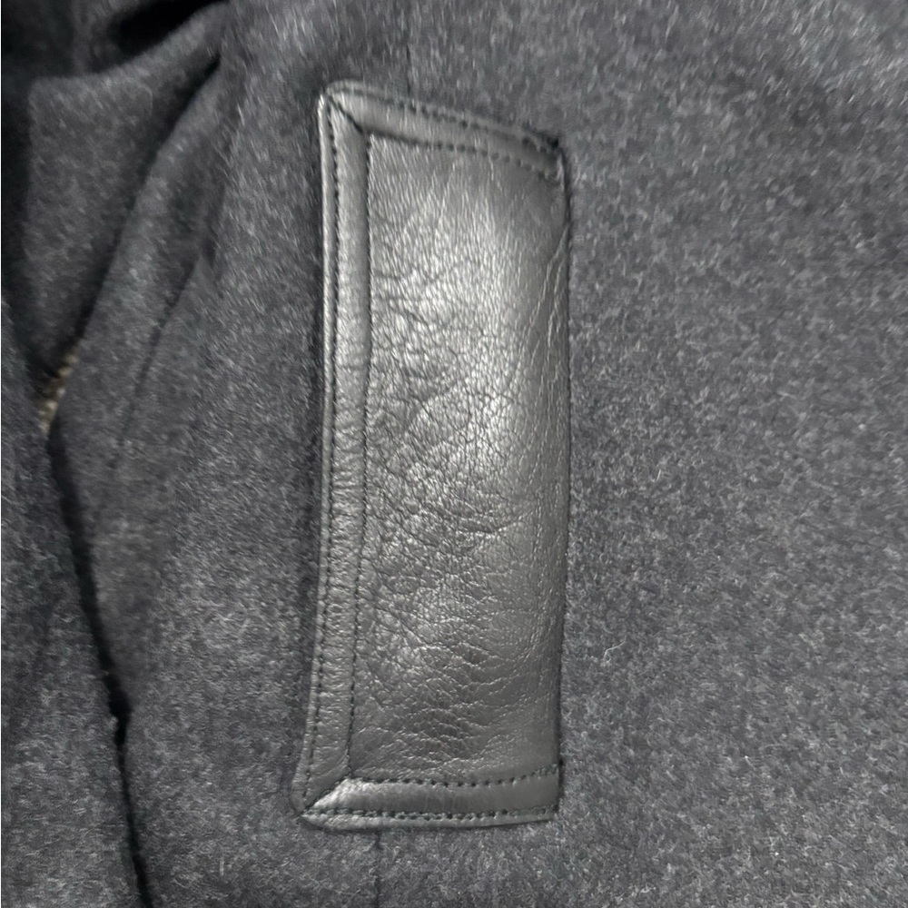 L.A.M.B. Virgin Wool with Leather Jacket Black Moto Biker Asymmetrical Size 6 - Picture 6 of 11